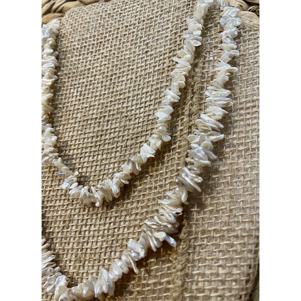 Lucoral 34in Strand White Iridescent Fresh Water Pearl Sterling Necklace Cottage